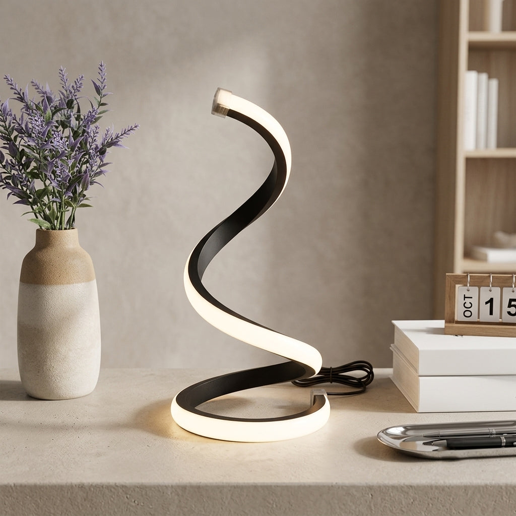 Spiral LED Desk Lamp - Modern Bauhaus Style Bedside Table Lamp