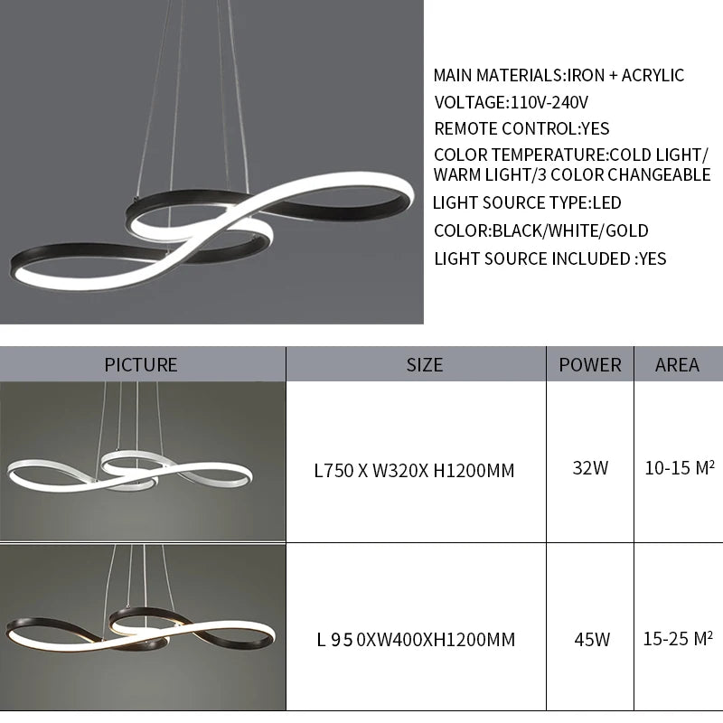 Modern Infinity Loop LED Chandelier