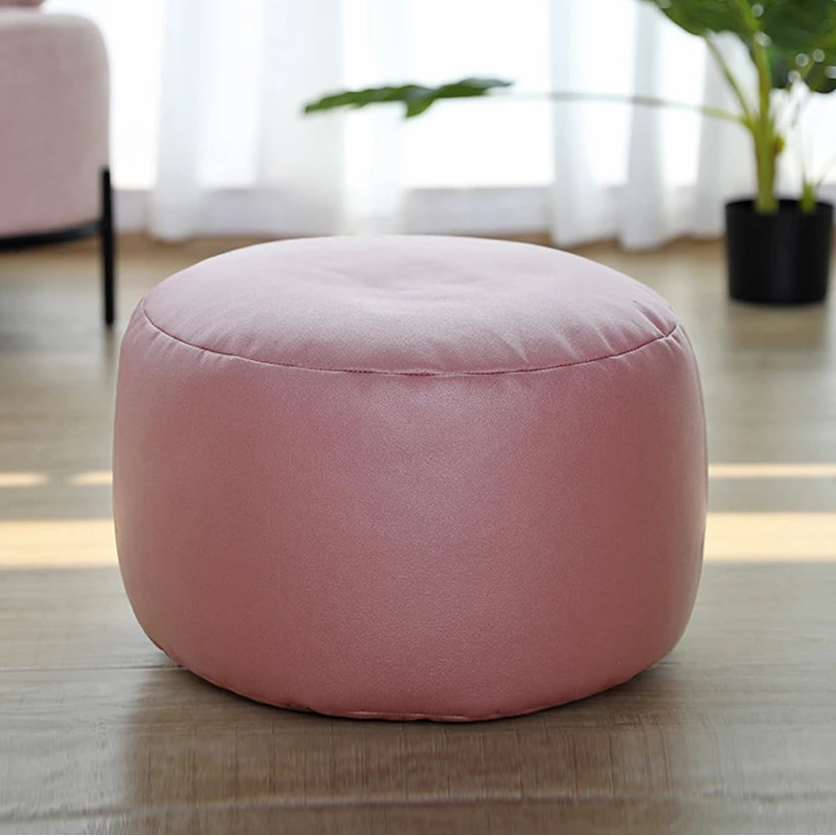 Small Round Faux Leather Ottoman Stool Beanbag Pouf Footstool Stuffed Bean Bag Footrest Floor Corner Seat Puff JD004