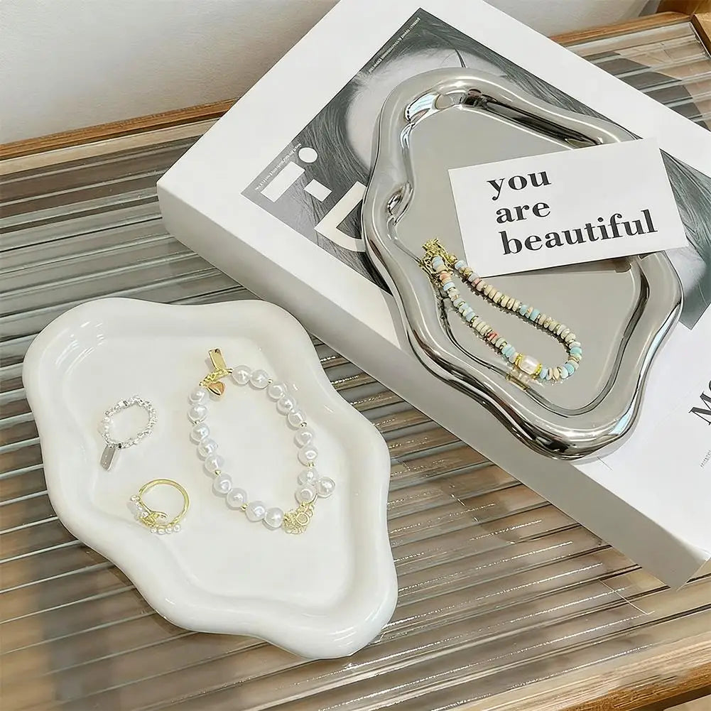 Jewellery Storage Tray Creative Cloud Shapes Plastic Trays Electroplated Jewellery Earrings Ring Display Plates