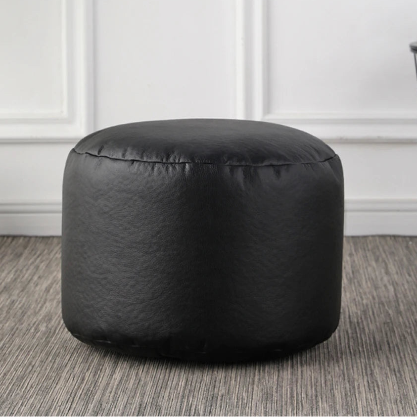 Small Round Faux Leather Ottoman Stool Beanbag Pouf Footstool Stuffed Bean Bag Footrest Floor Corner Seat Puff JD004