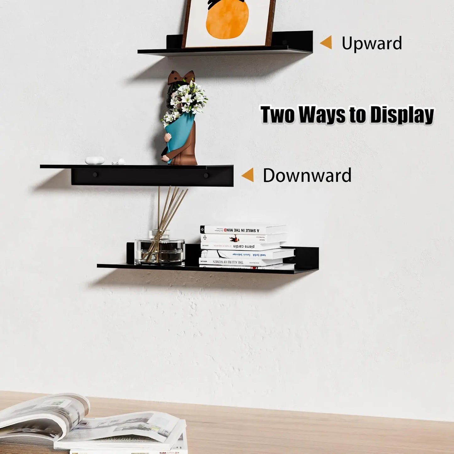 Ledge Shelf Picture Ledge Metal Wall Shelves Floating Shelves Book Shelves Kids Bookshelf Wall Mounted for Living Room Bedroom