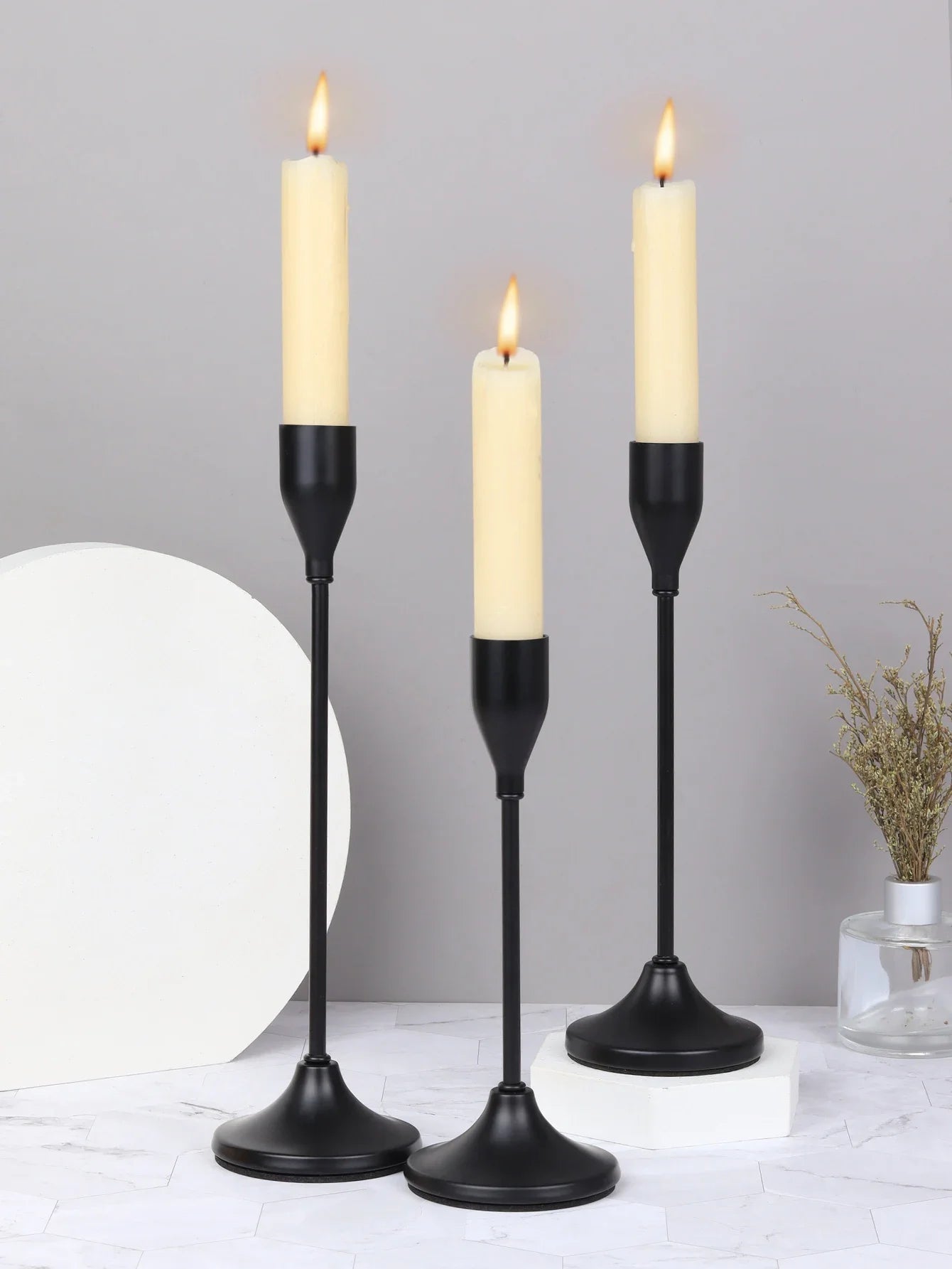 Set of 3 European Style Metal Candle Holders Candlestick Fashion Wedding Table Candle Stand Exquisite Candlestick Christmas Tabl