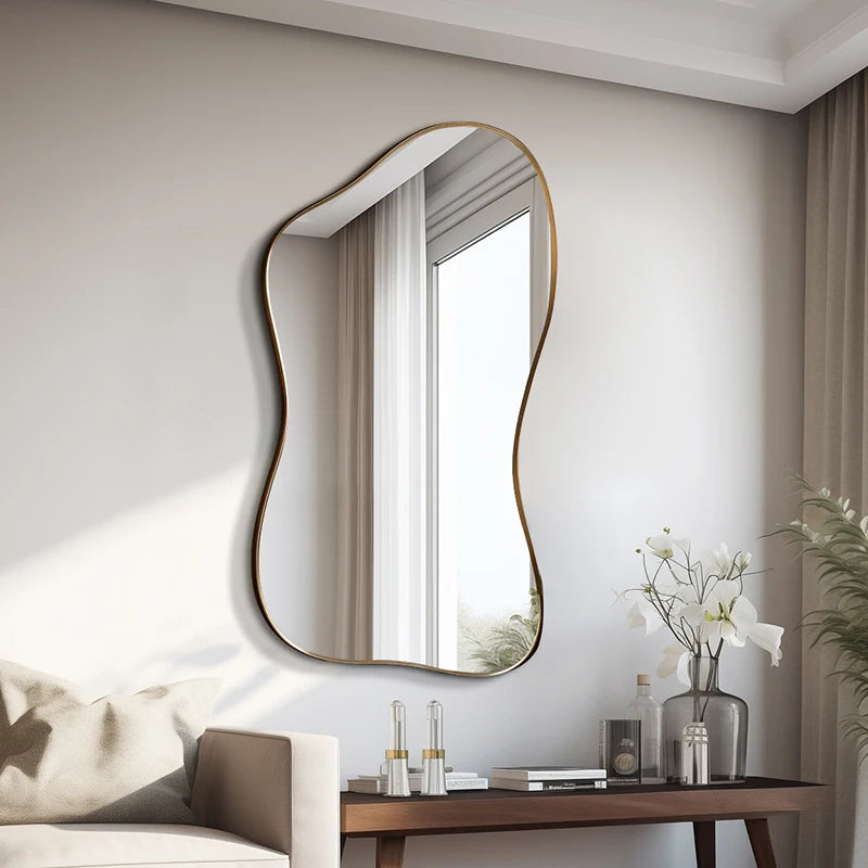 Full Body Mirror Standing Art Wall Luxury Irregular Frame Accent Unique Mirror Xenomorph Espelhos Trendy Furniture