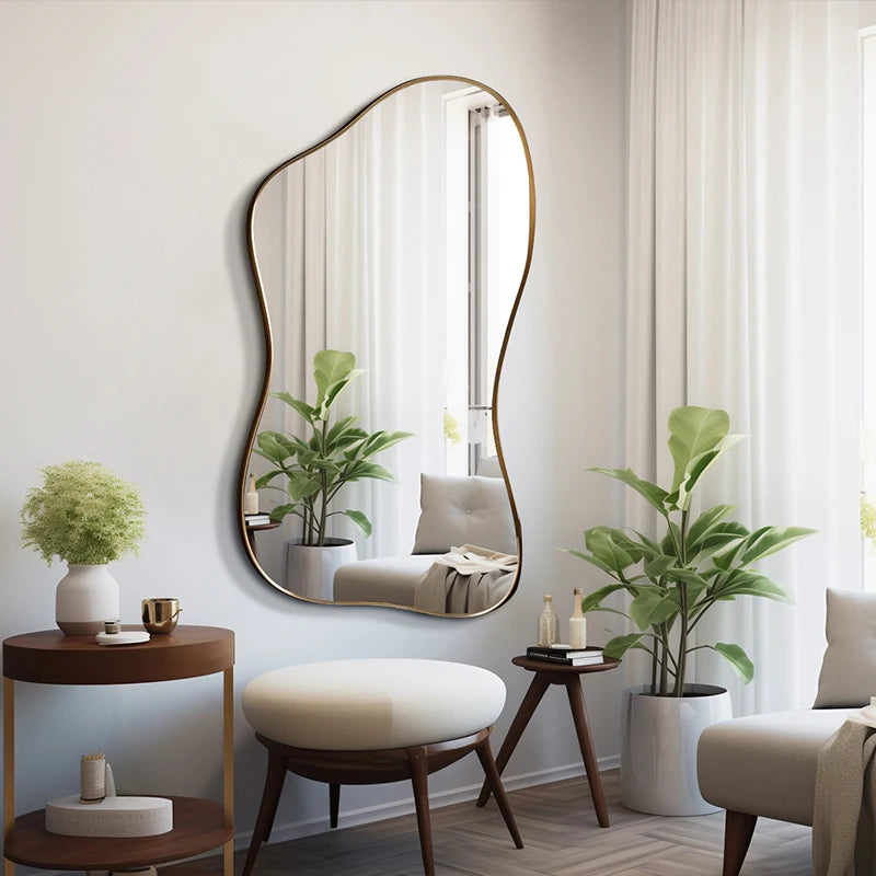 Full Body Mirror Standing Art Wall Luxury Irregular Frame Accent Unique Mirror Xenomorph Espelhos Trendy Furniture