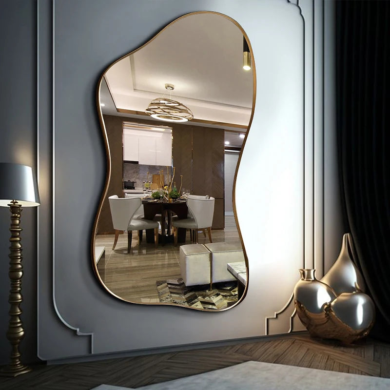 Full Body Mirror Standing Art Wall Luxury Irregular Frame Accent Unique Mirror Xenomorph Espelhos Trendy Furniture
