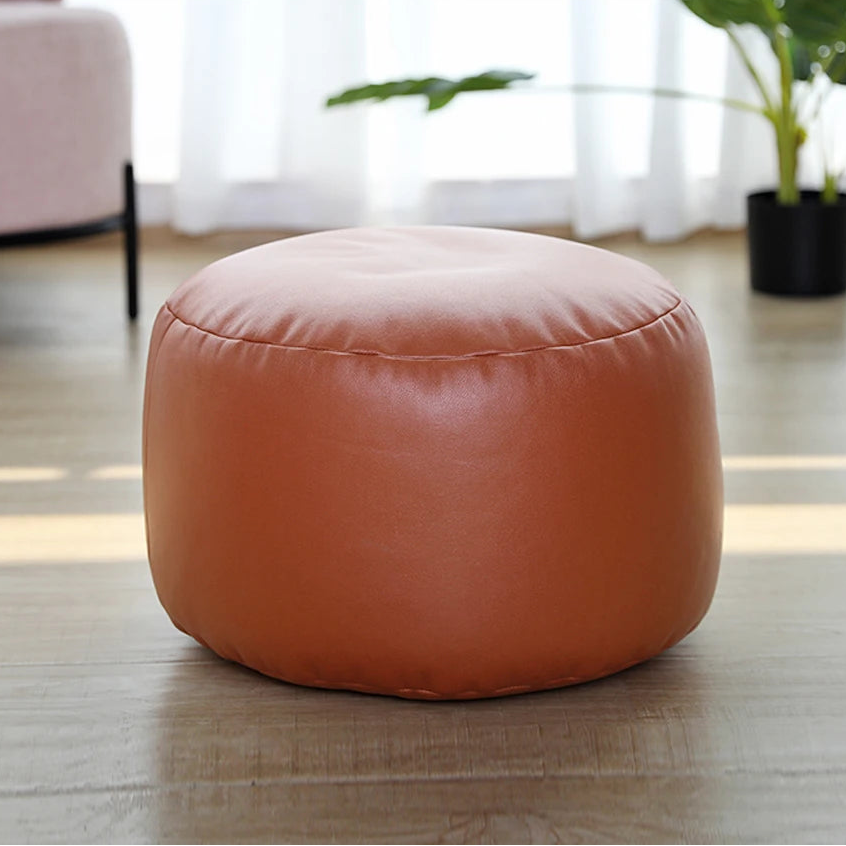 Small Round Faux Leather Ottoman Stool Beanbag Pouf Footstool Stuffed Bean Bag Footrest Floor Corner Seat Puff JD004