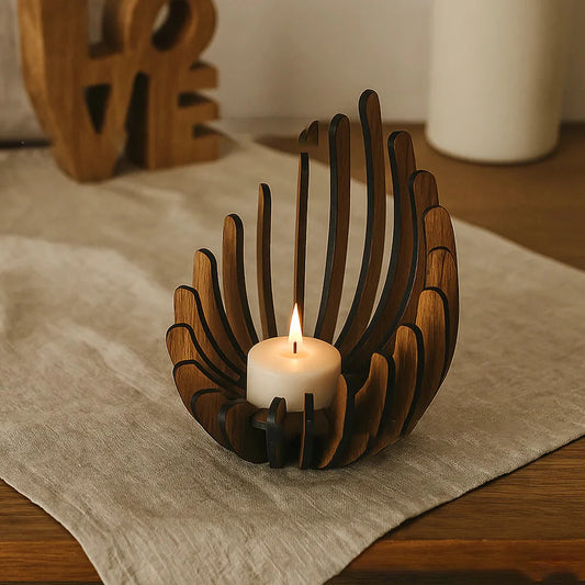 Lotus Candle Holder - Elegant Wooden Tea Light Center-piece, Home Table Decor for Weddings, Christmas, Mot