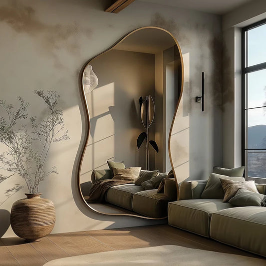 Full Body Mirror Standing Art Wall Luxury Irregular Frame Accent Unique Mirror Xenomorph Espelhos Trendy Furniture