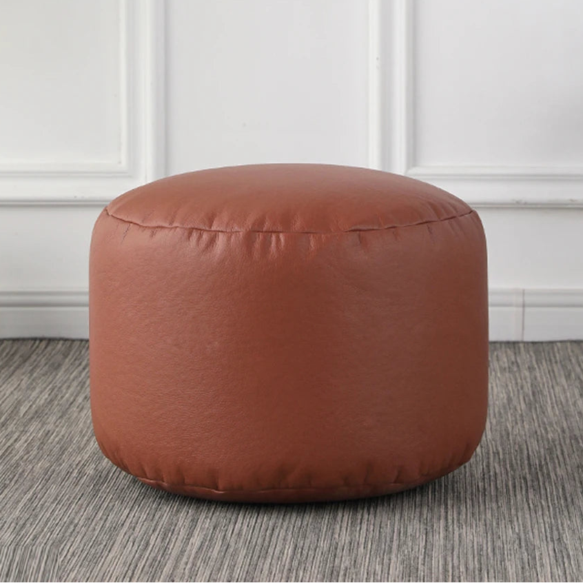 Small Round Faux Leather Ottoman Stool Beanbag Pouf Footstool Stuffed Bean Bag Footrest Floor Corner Seat Puff JD004