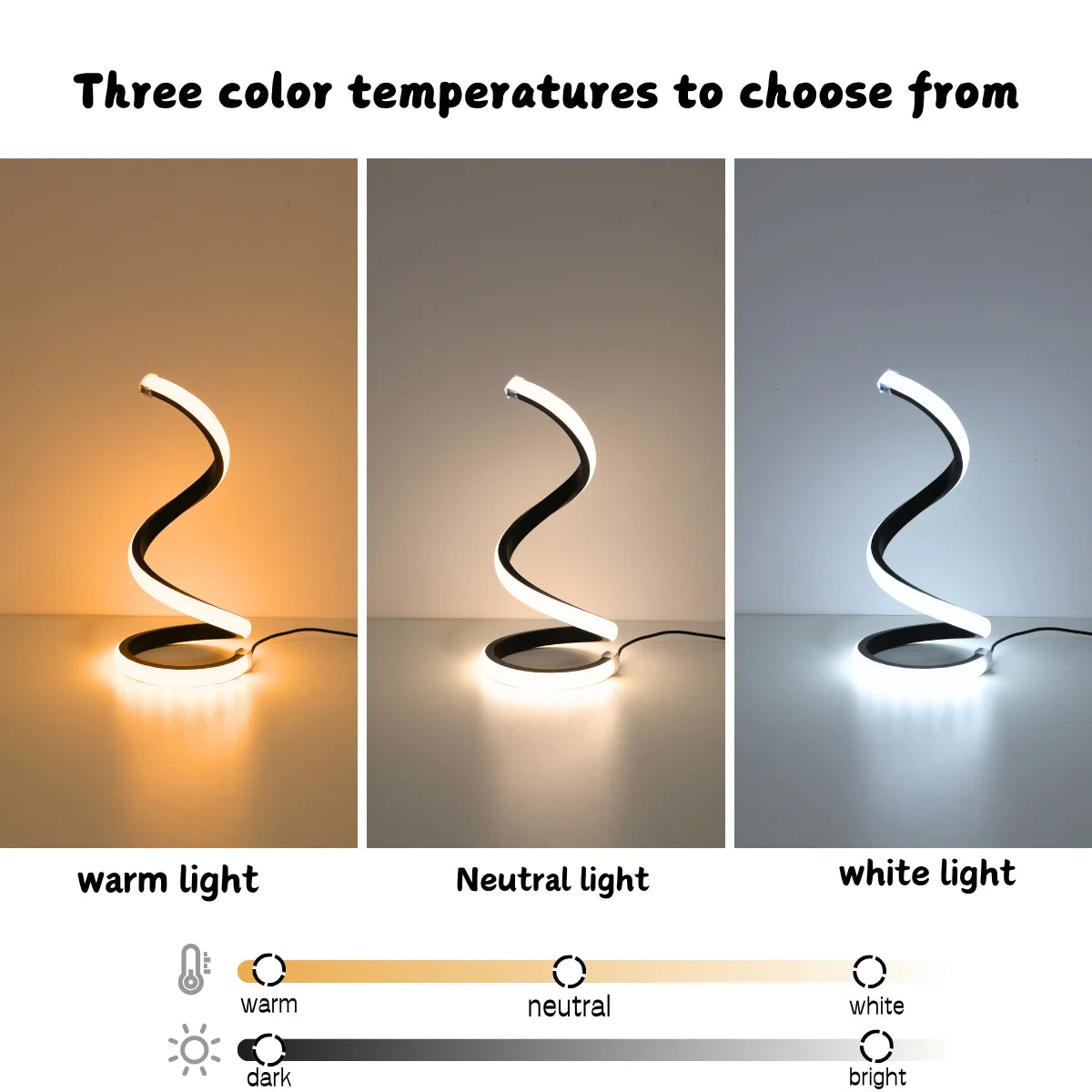 Spiral LED Desk Lamp - Modern Bauhaus Style Bedside Table Lamp