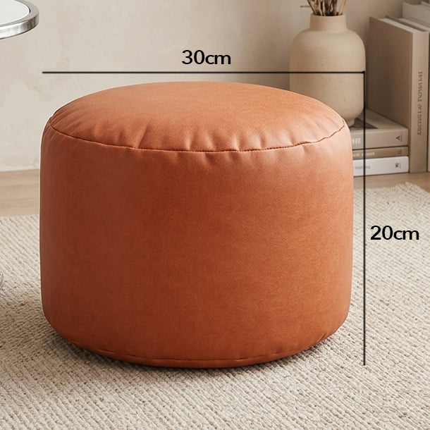 Small Round Faux Leather Ottoman Stool Beanbag Pouf Footstool Stuffed Bean Bag Footrest Floor Corner Seat Puff JD004